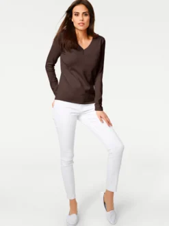 V-Ausschnitt-Pullover aus reiner Baumwolle