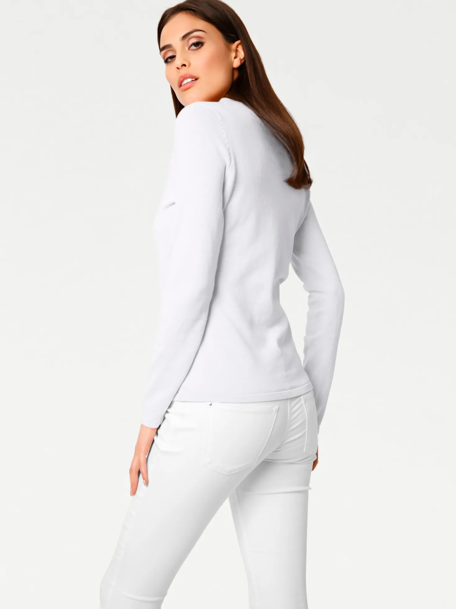 V-Ausschnitt-Pullover aus reiner Baumwolle