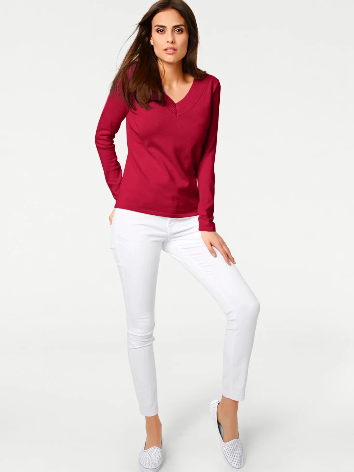 V-Ausschnitt-Pullover aus reiner Baumwolle