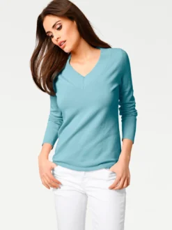 V-Ausschnitt-Pullover aus reiner Baumwolle