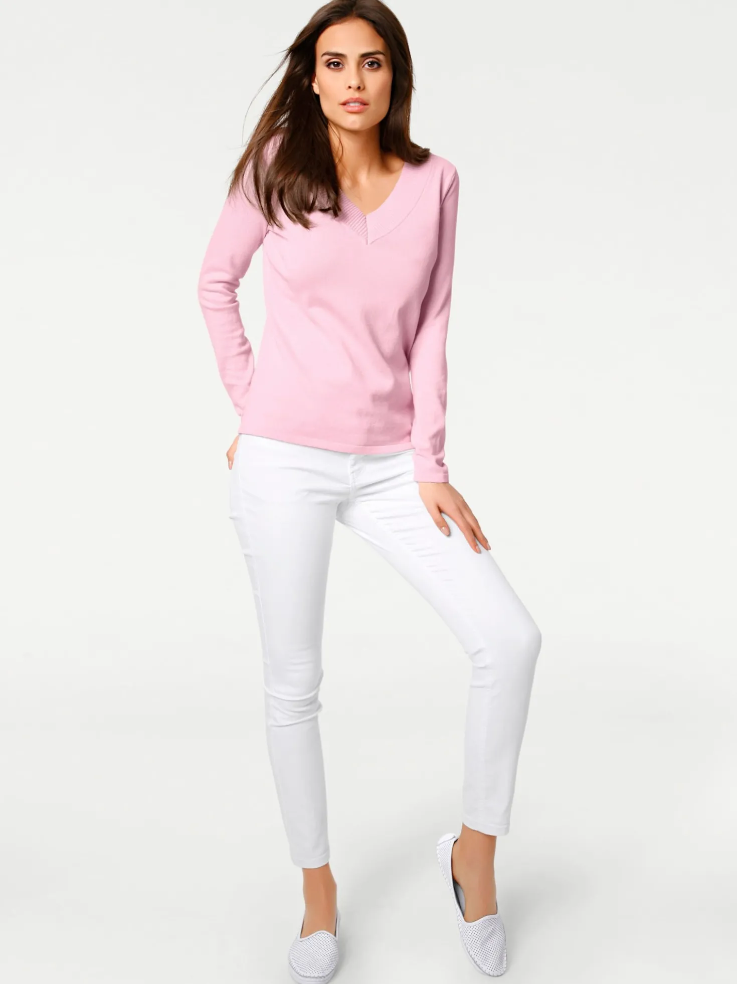 V-Ausschnitt-Pullover aus reiner Baumwolle
