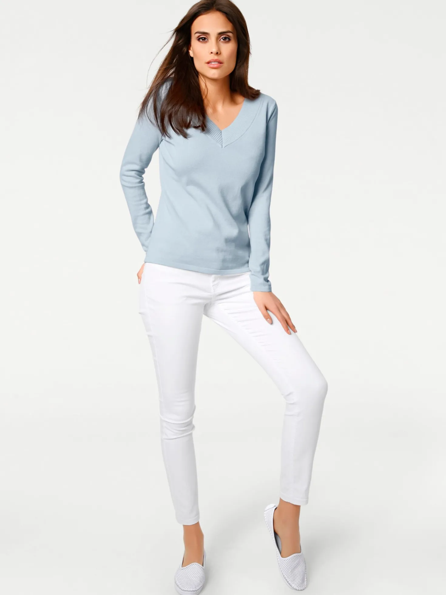 V-Ausschnitt-Pullover aus reiner Baumwolle