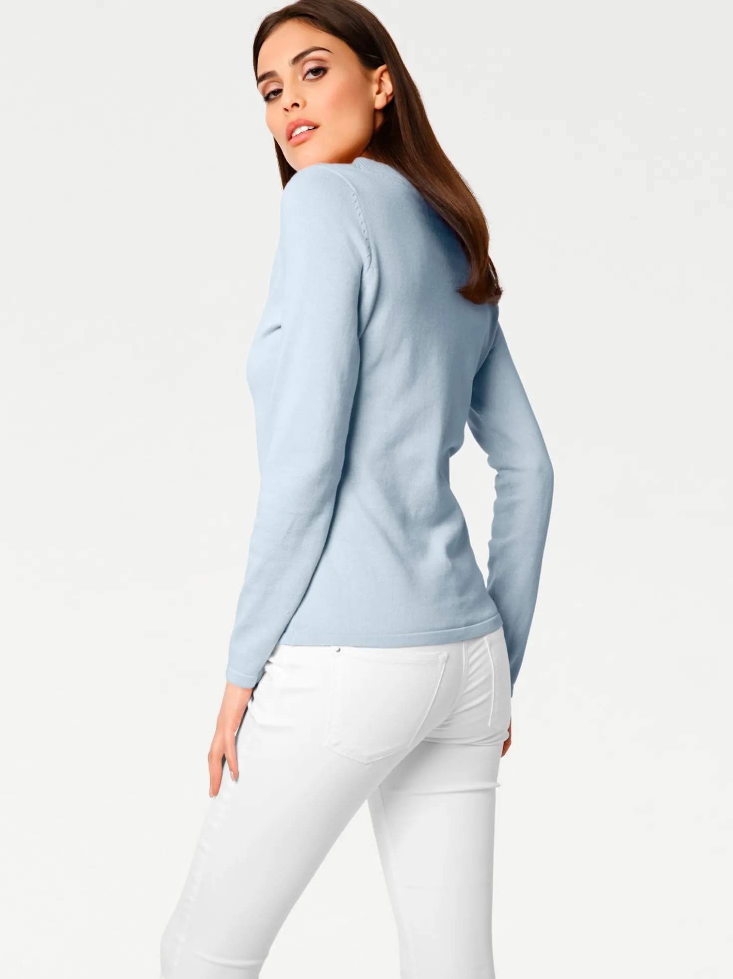 V-Ausschnitt-Pullover aus reiner Baumwolle