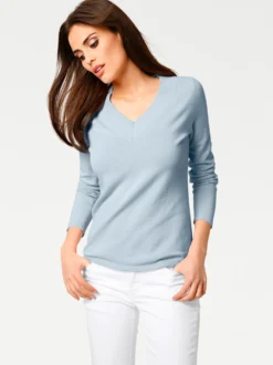 V-Ausschnitt-Pullover aus reiner Baumwolle