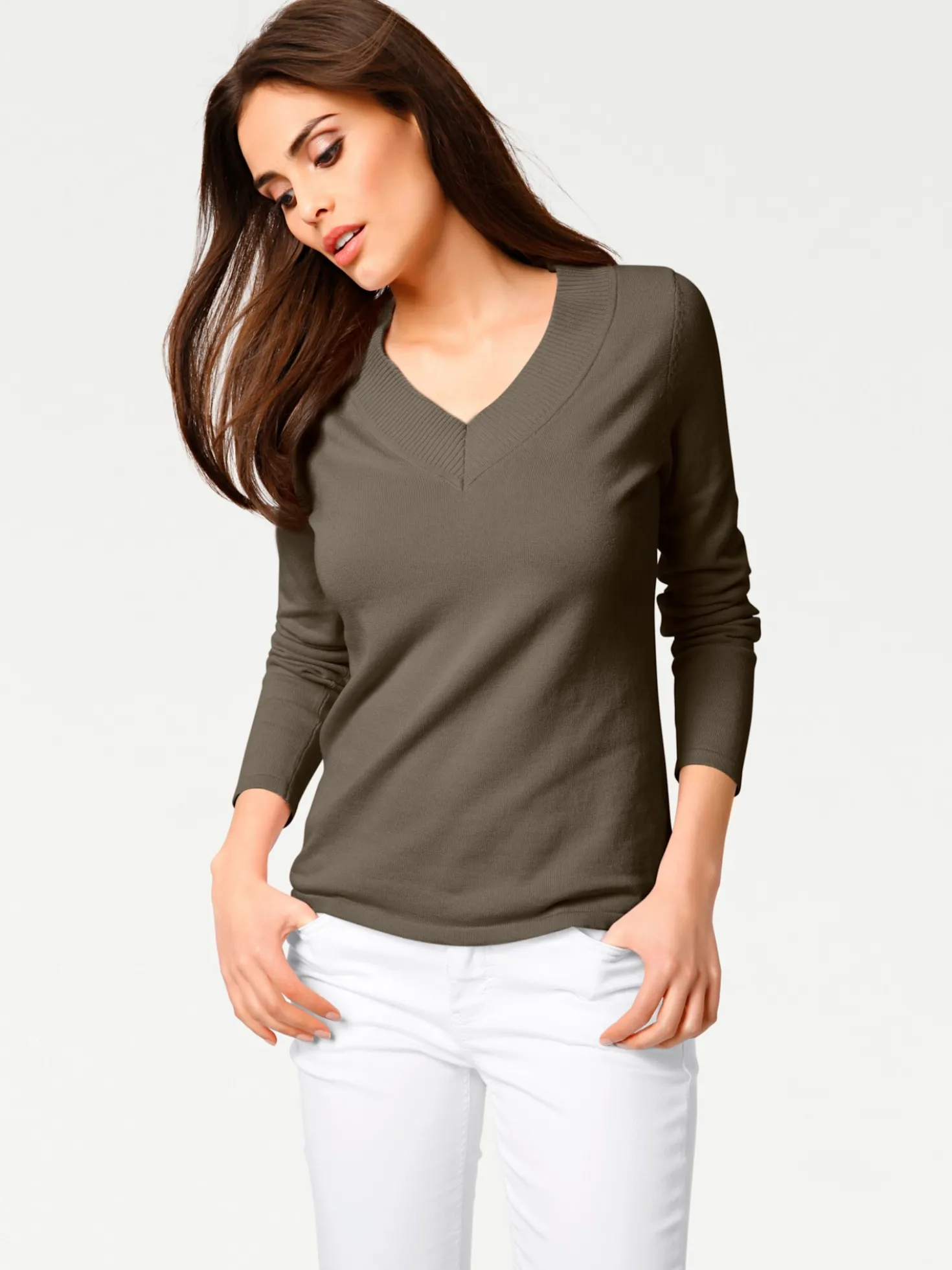 V-Ausschnitt-Pullover aus reiner Baumwolle