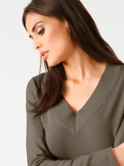 V-Ausschnitt-Pullover aus reiner Baumwolle