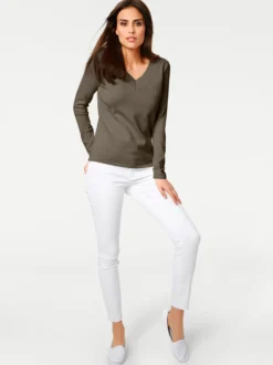 V-Ausschnitt-Pullover aus reiner Baumwolle