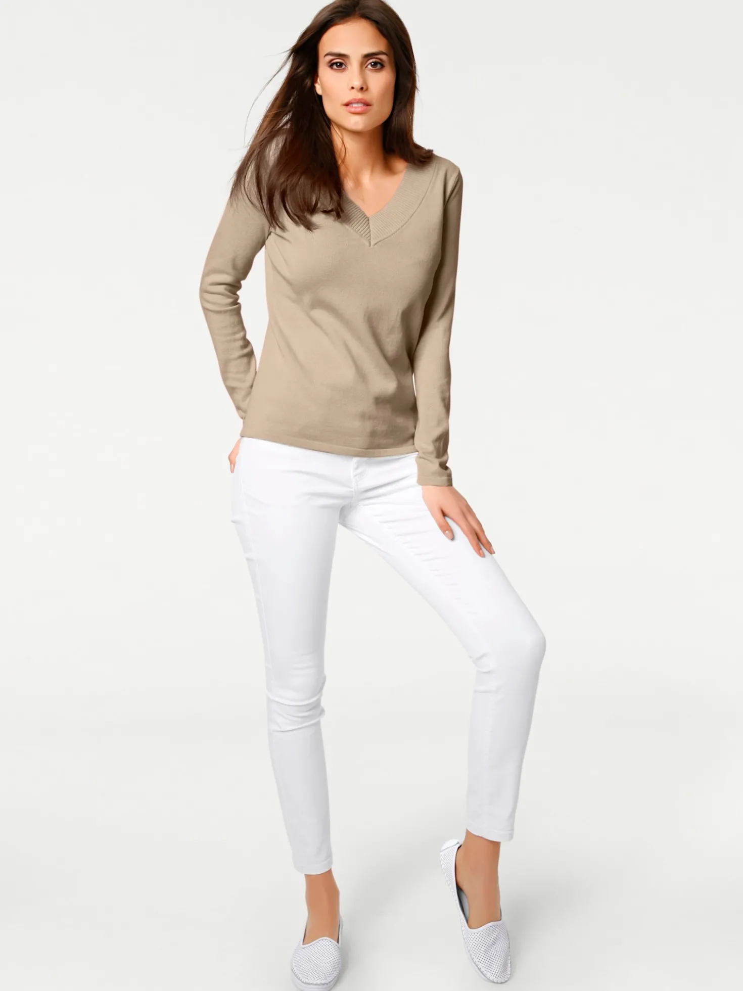 V-Ausschnitt-Pullover aus reiner Baumwolle