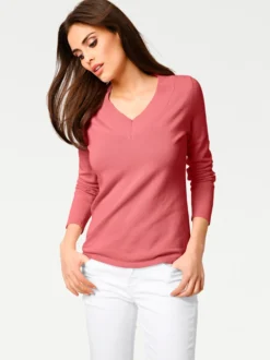 V-Ausschnitt-Pullover aus reiner Baumwolle