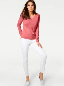 V-Ausschnitt-Pullover aus reiner Baumwolle