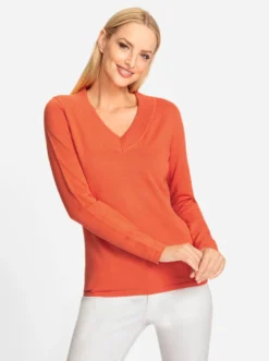 V-Ausschnitt-Pullover aus reiner Baumwolle
