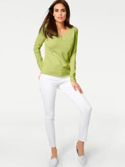 V-Ausschnitt-Pullover aus reiner Baumwolle