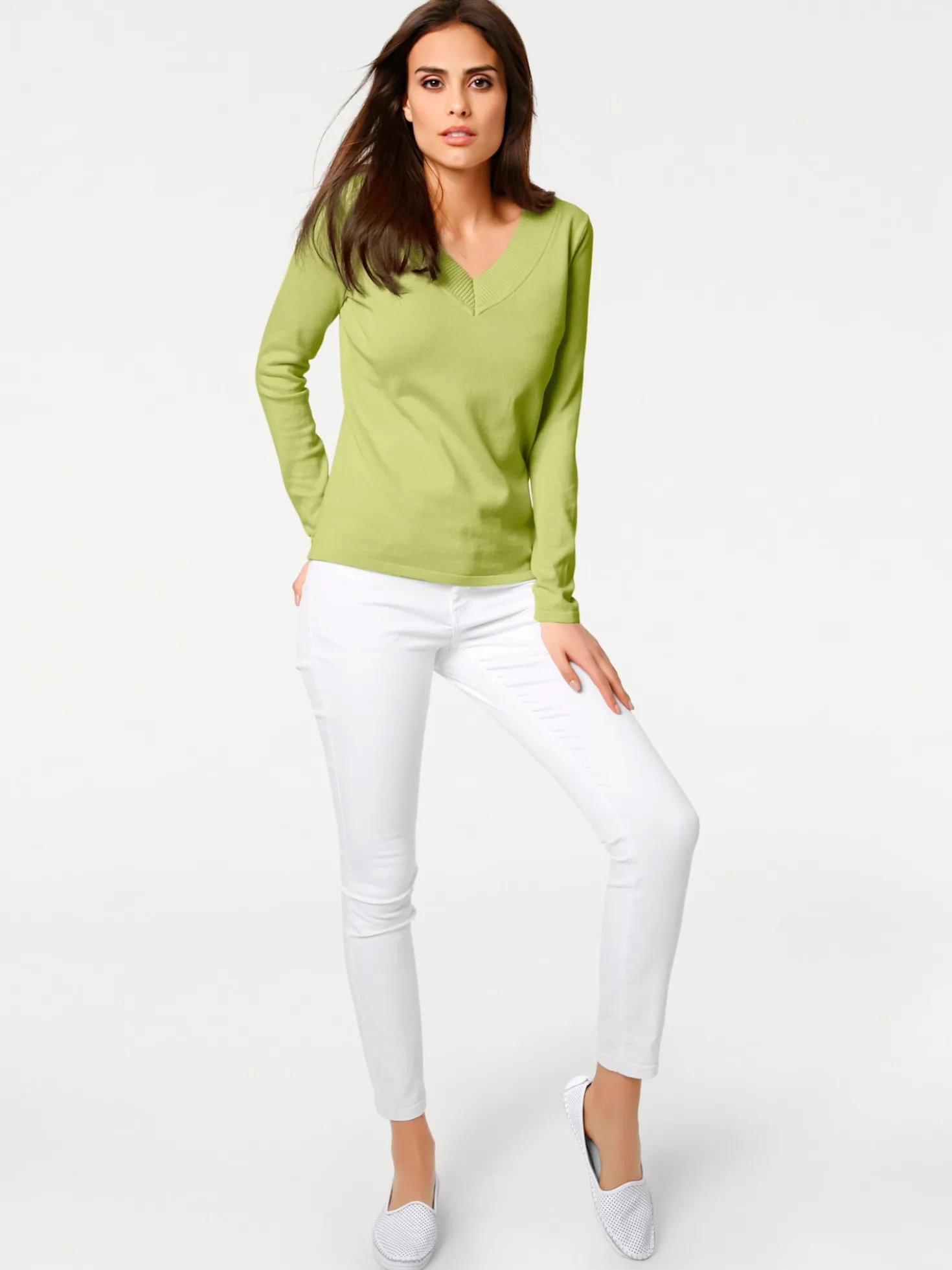 V-Ausschnitt-Pullover aus reiner Baumwolle