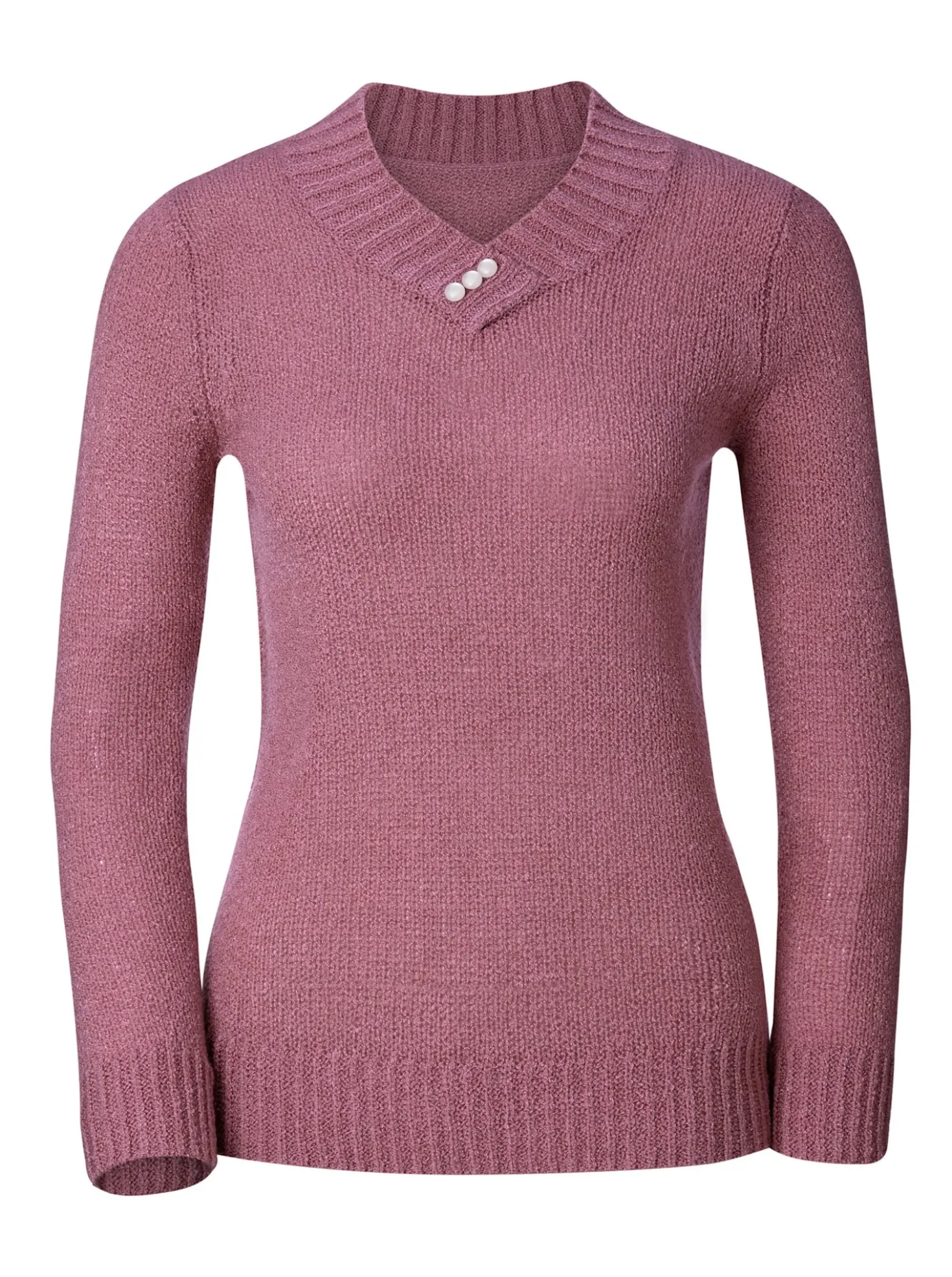 V-Ausschnitt-Pullover in Bouclé-Qualität