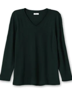 V-Ausschnitt-Pullover in flauschiger Qualität