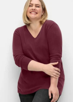 V-Ausschnitt-Pullover in flauschiger Qualität