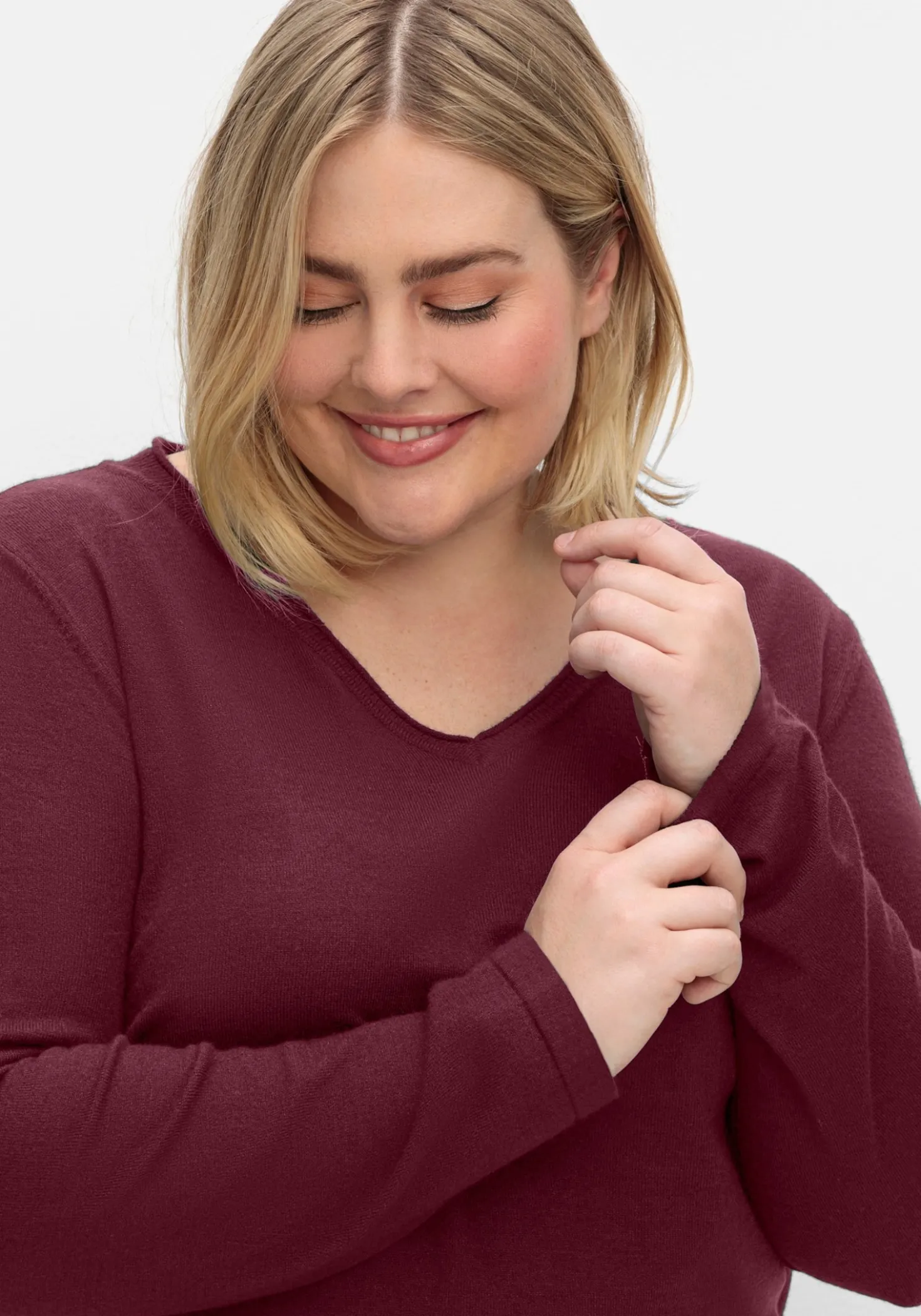 V-Ausschnitt-Pullover in flauschiger Qualität