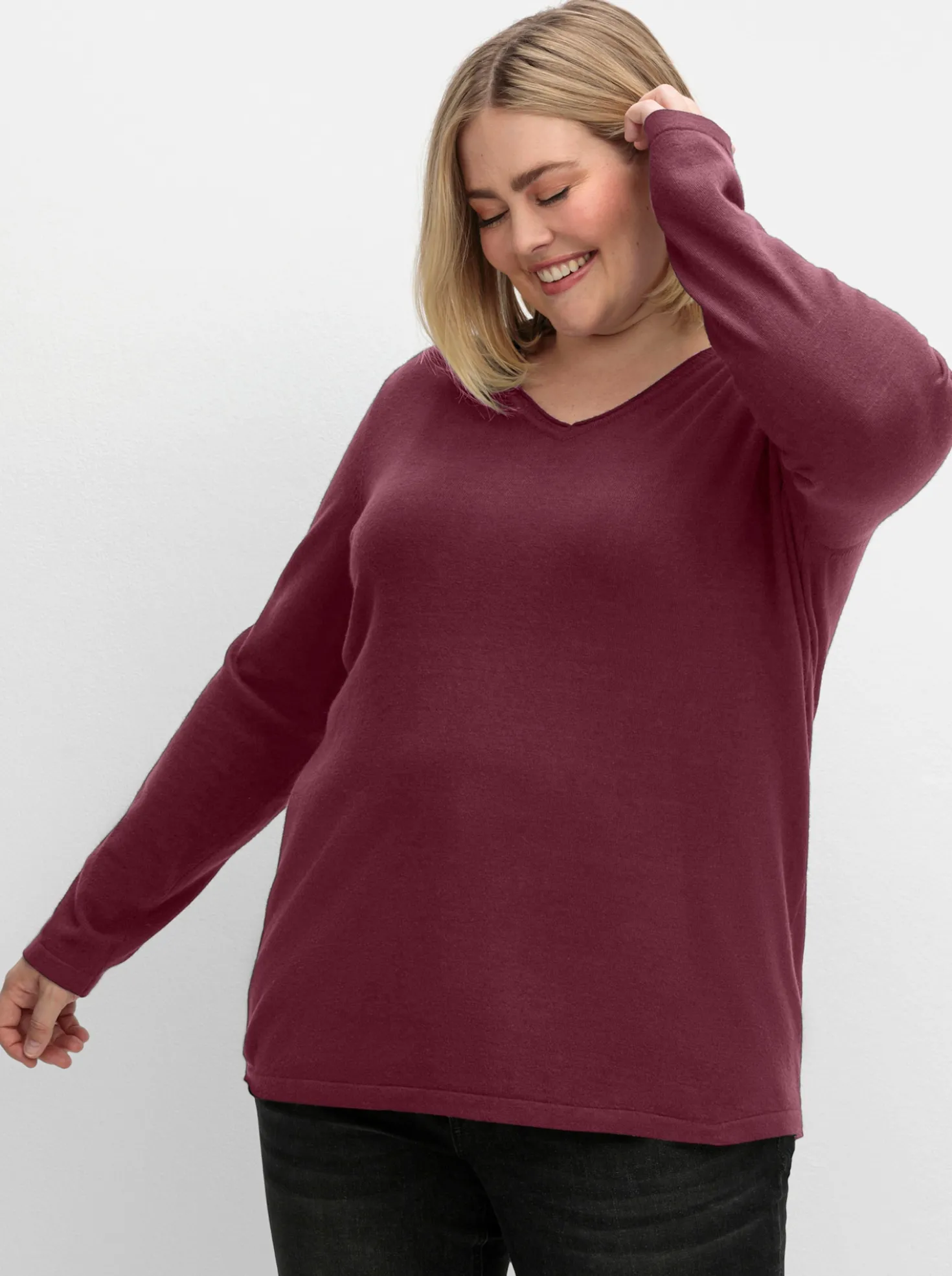 V-Ausschnitt-Pullover in flauschiger Qualität