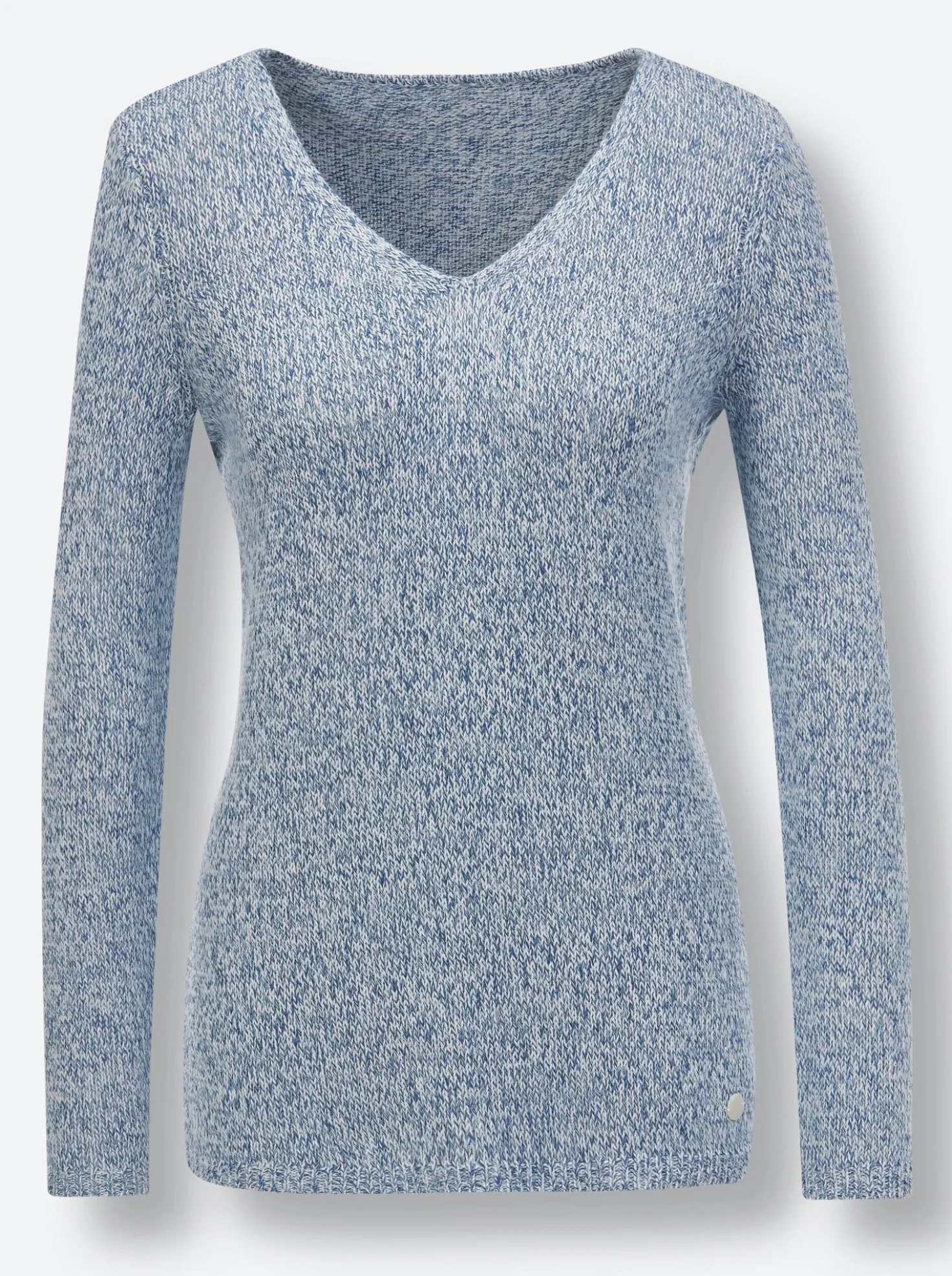 V-Ausschnitt-Pullover in Melange-Qualität