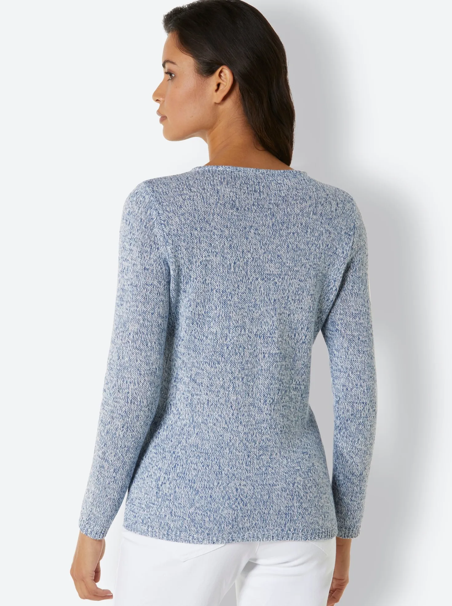 V-Ausschnitt-Pullover in Melange-Qualität