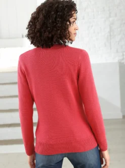 V-Ausschnitt-Pullover mit Baumwolle