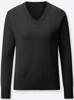 V-Ausschnitt-Pullover mit Baumwolle