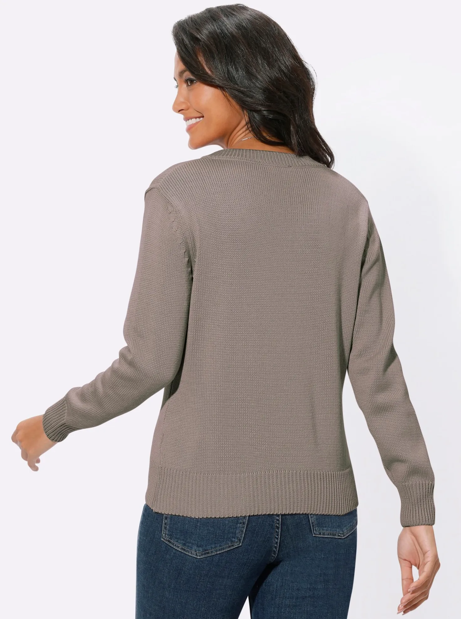 V-Ausschnitt-Pullover mit Baumwolle