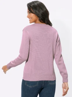 V-Ausschnitt-Pullover mit Baumwolle