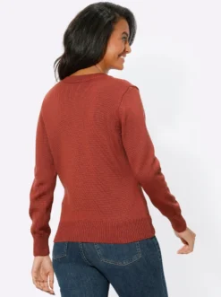 V-Ausschnitt-Pullover mit Baumwolle