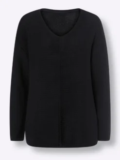 V-Ausschnitt-Pullover mit überschnittener Schulter