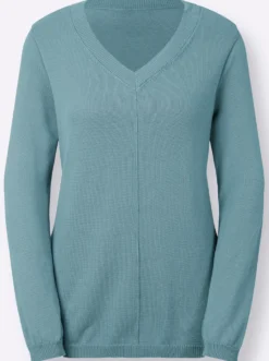 V-Ausschnitt-Pullover mit Biesen vorne
