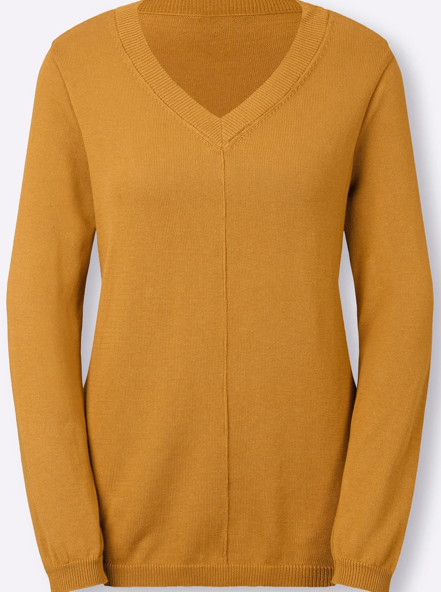V-Ausschnitt-Pullover mit Biesen vorne