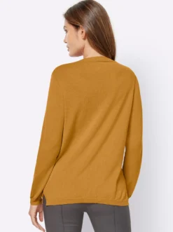 V-Ausschnitt-Pullover mit Biesen vorne