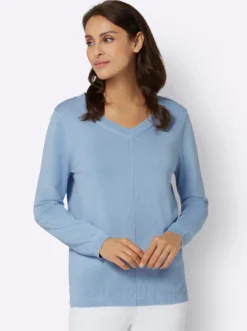 V-Ausschnitt-Pullover mit Biesen vorne
