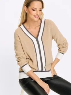 V-Ausschnitt-Pullover Mit Glitzereffekten