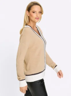 V-Ausschnitt-Pullover Mit Glitzereffekten