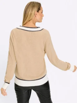 V-Ausschnitt-Pullover Mit Glitzereffekten