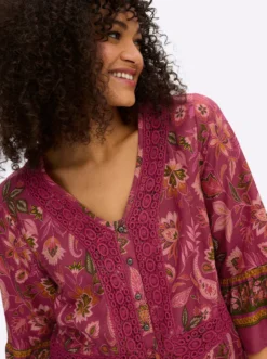 Volantbluse mit floralem Alloverdruck