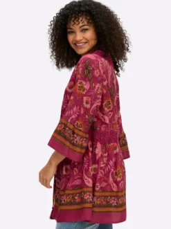 Volantbluse mit floralem Alloverdruck
