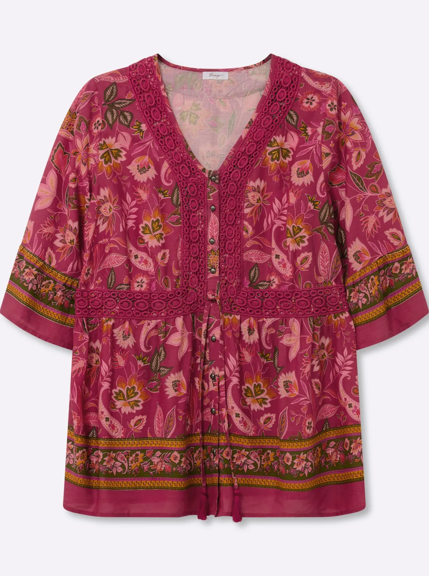 Volantbluse mit floralem Alloverdruck