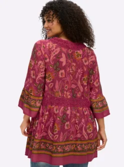 Volantbluse mit floralem Alloverdruck