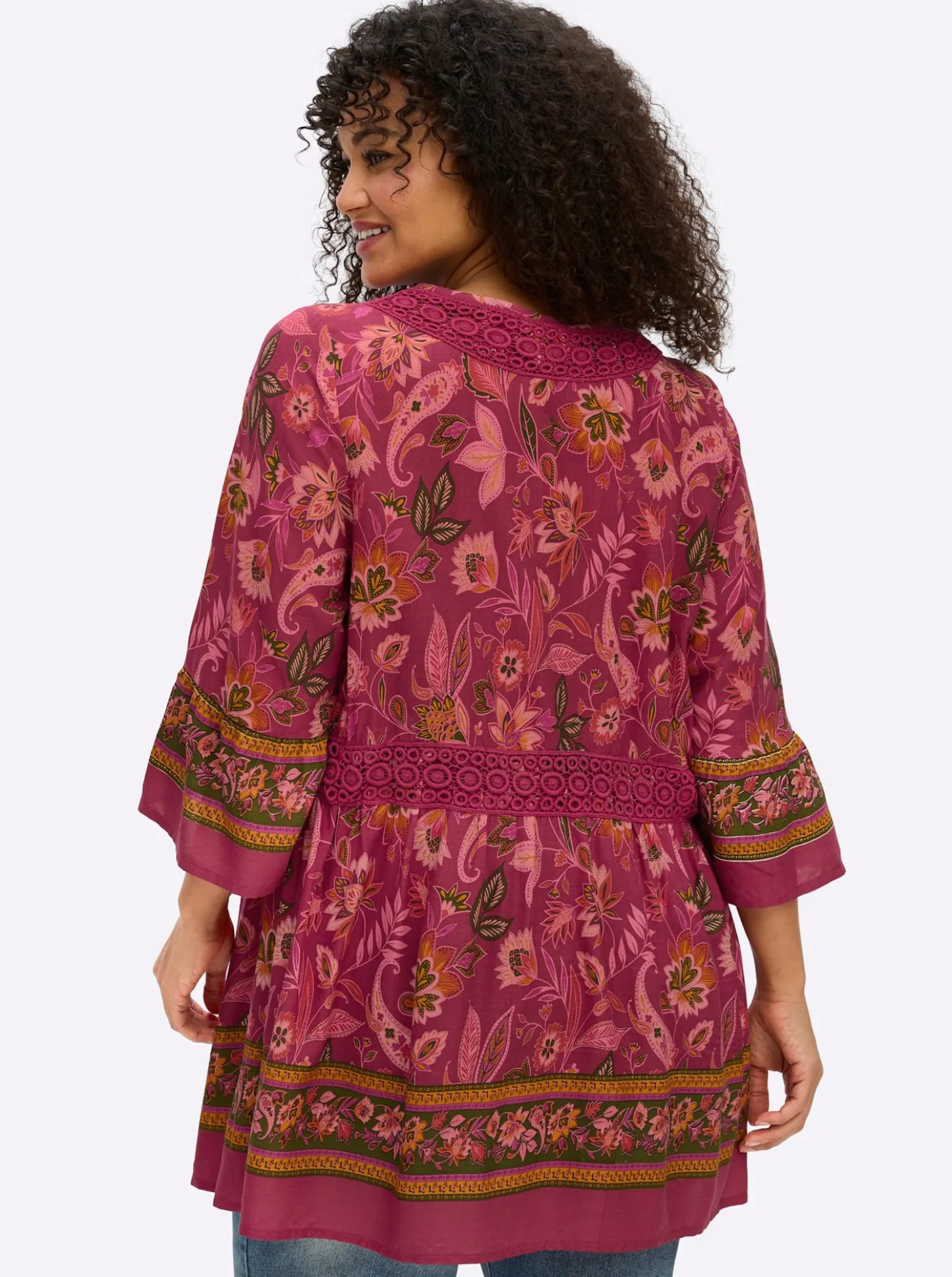 Volantbluse mit floralem Alloverdruck