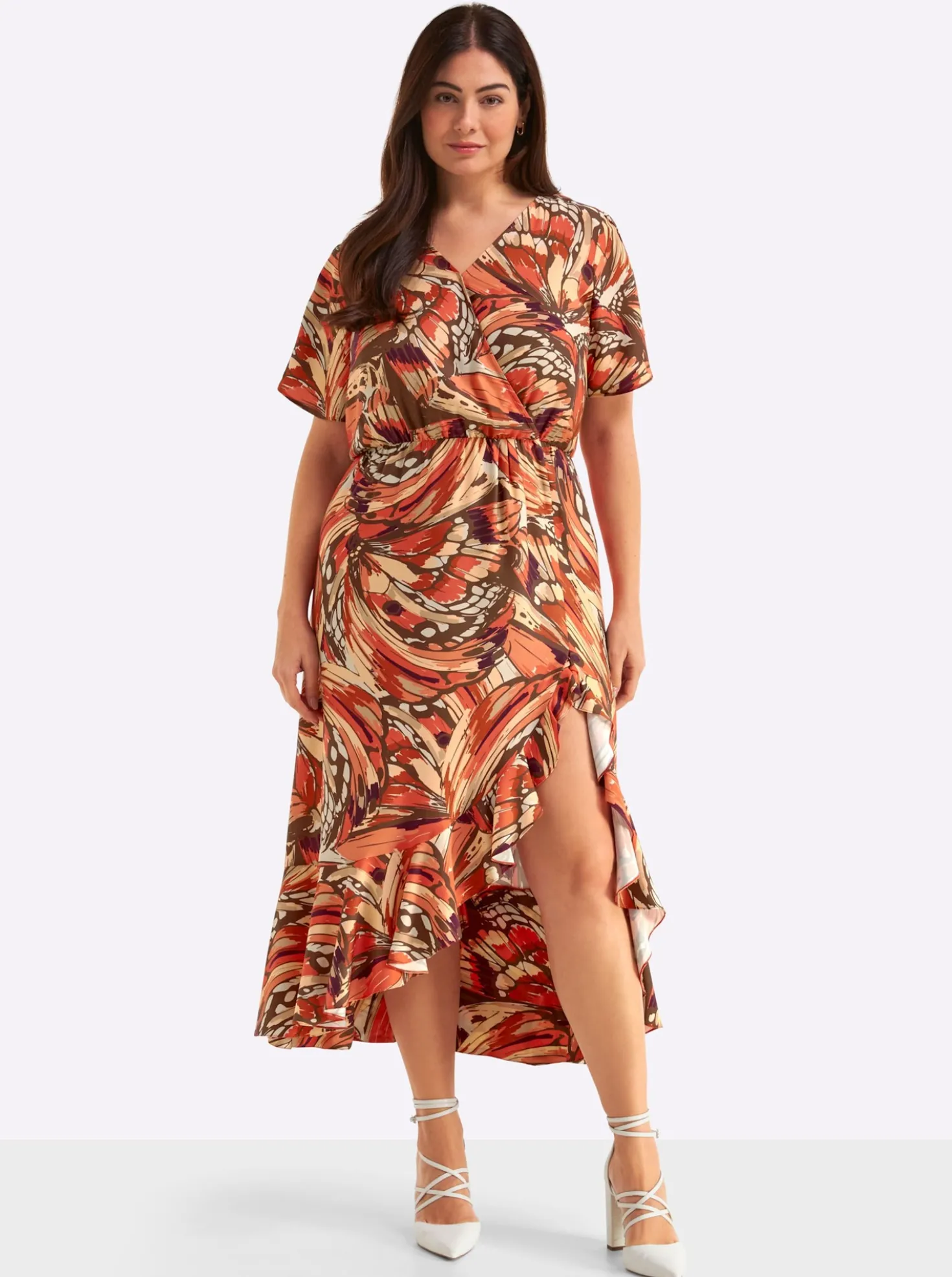 Volantkleid mit Schmetterlingsprint