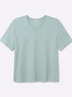 V-Shirt in Flammgarn-Optik