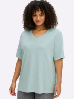 V-Shirt in Flammgarn-Optik