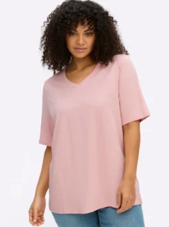 V-Shirt in Flammgarn-Optik