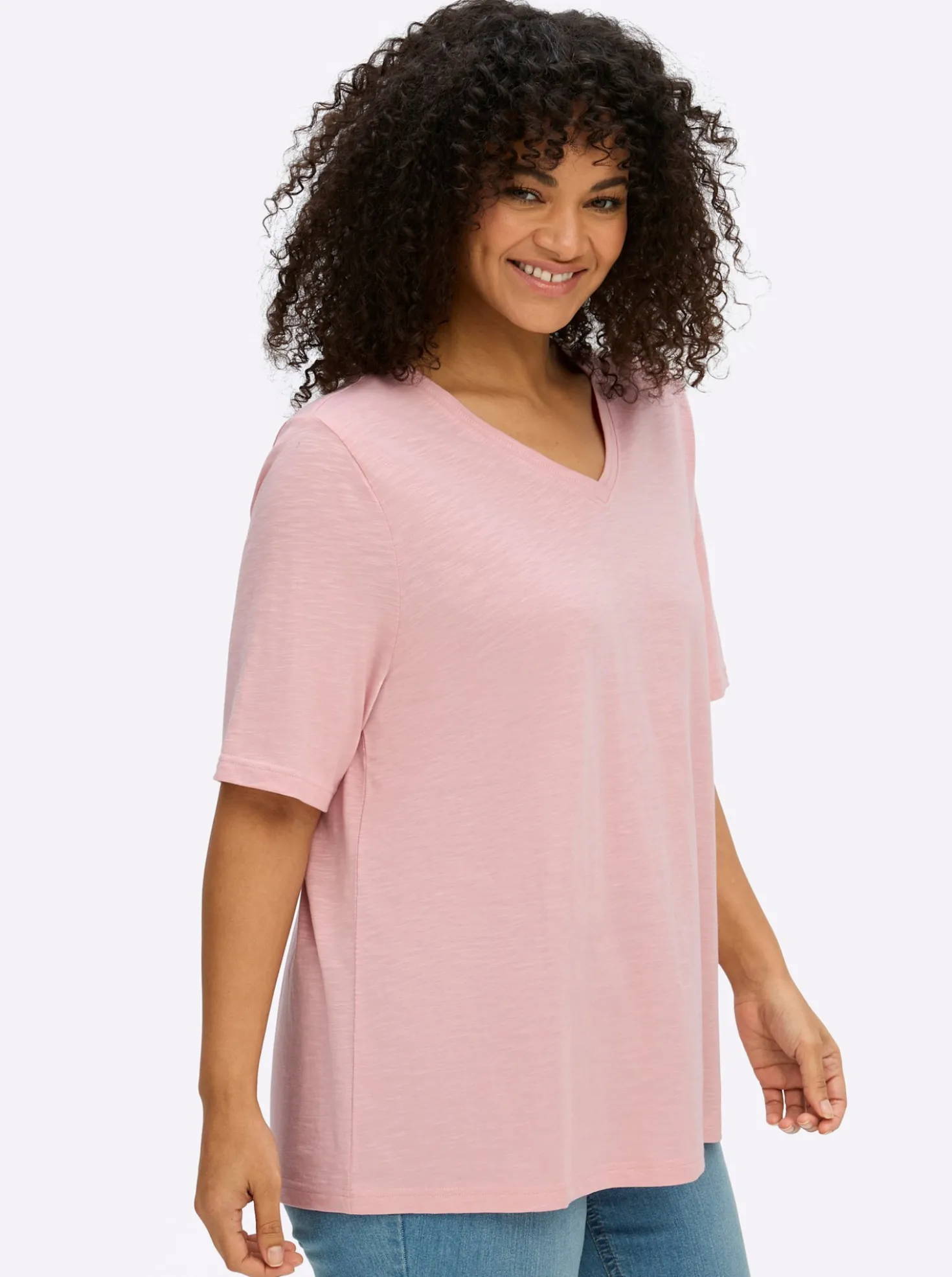 V-Shirt in Flammgarn-Optik