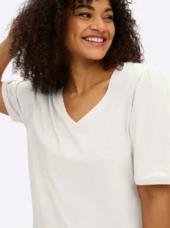 V-Shirt in Flammgarn-Struktur