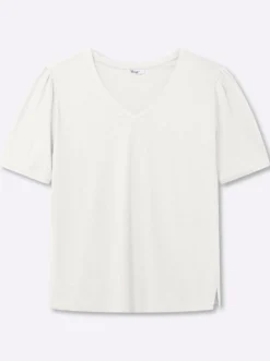 V-Shirt in Flammgarn-Struktur