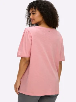 V-Shirt in Flammgarn-Struktur